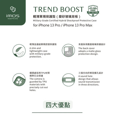 iMos iPhone 13 Pro Trend Boost Matte Glass Clear Case