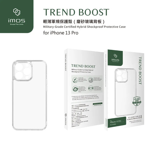 iMos iPhone 13 Pro Trend Boost Matte Glass Clear Case