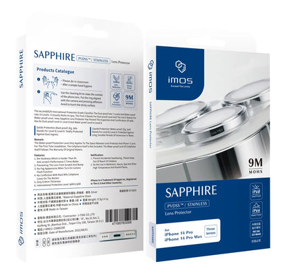 iMos iPhone 14 Pro / 14 Pro Max Sapphire PVDSS™ Stainless Lens Protector