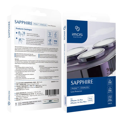 iMos iPhone 14 Pro / 14 Pro Max Sapphire PVDSS™ Stainless Lens Protector