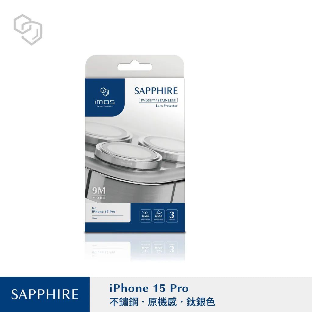 iMos iPhone 15 Pro Sapphire PVDSS™ Stainless Lens Ring