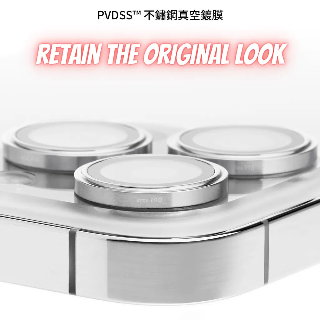 iMos iPhone 15 Pro Sapphire PVDSS™ Stainless Lens Ring