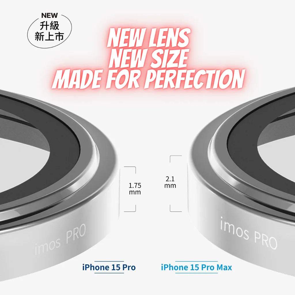 iMos iPhone 15 Pro Sapphire PVDSS™ Stainless Lens Ring