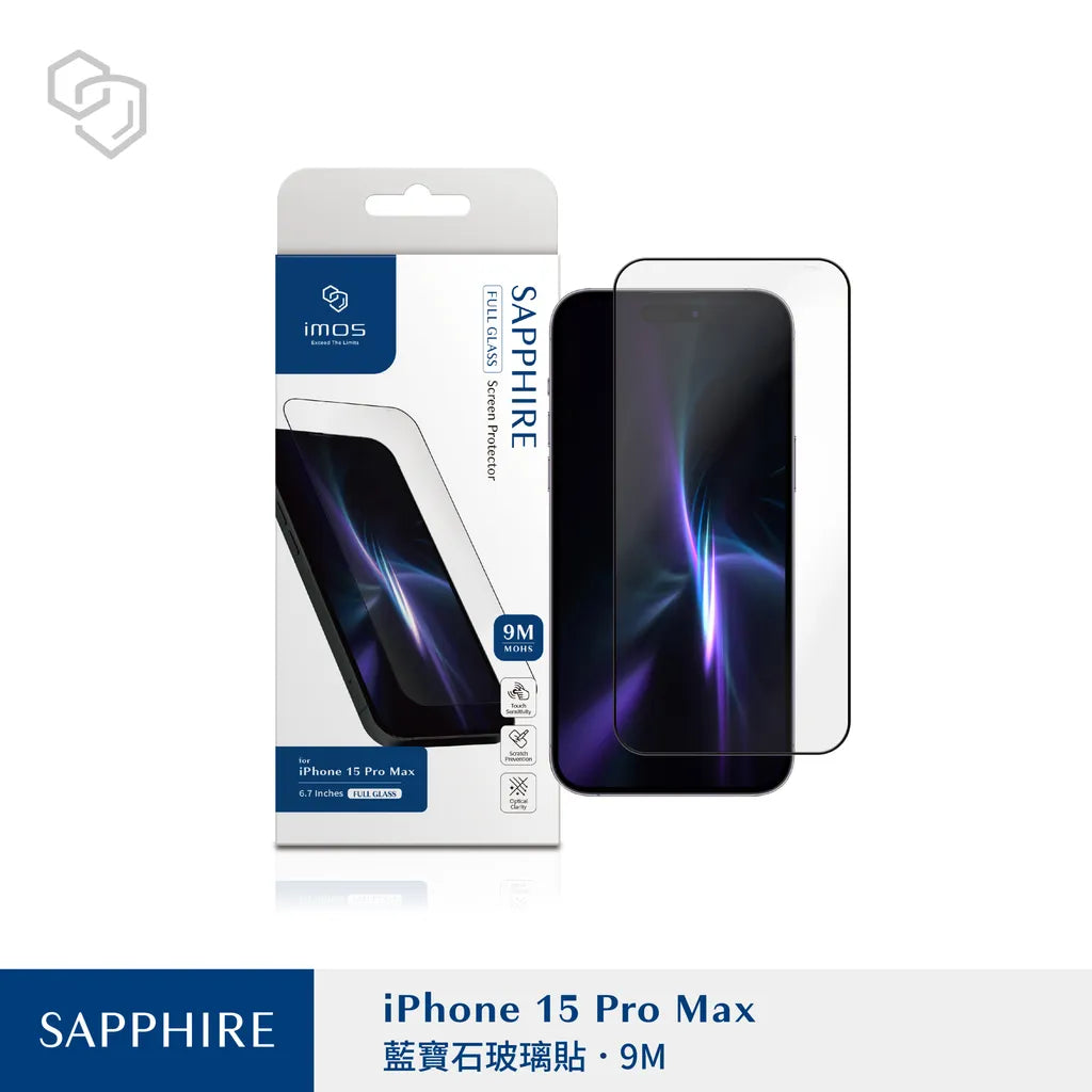 iMos iPhone 15 Pro Series Sapphire Glass Screen Protector
