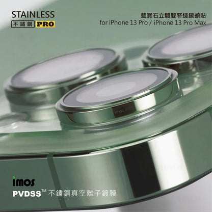 iMos iPhone 13 Pro Series Sapphire PVDSS™ Stainless Steel Lens Protector