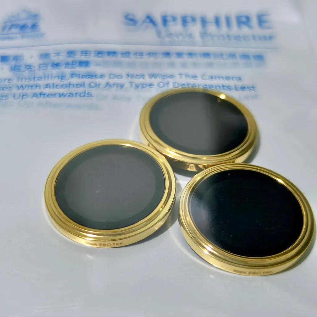 iMos  iPhone 15 Series 18K Gold Sapphire PVDSS™ Lens Protector
