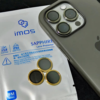 iMos  iPhone 15 Series 18K Gold Sapphire PVDSS™ Lens Protector