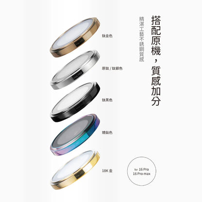 iMos iPhone 16 Pro / 16 Pro Max Sapphire PVDSS™ Stainless Steel Lens Ring