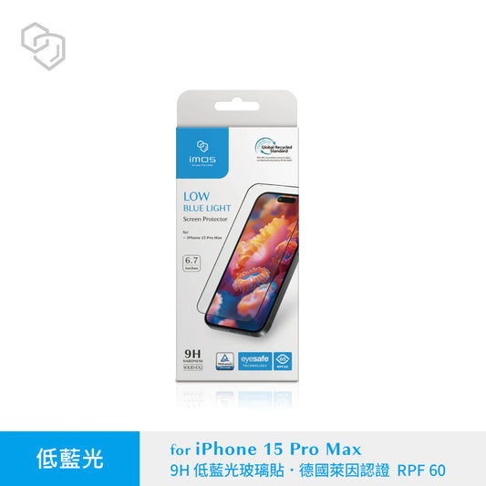 iMos iPhone 15 Pro SOLID-EX2 Low Blue Light Screen Protector